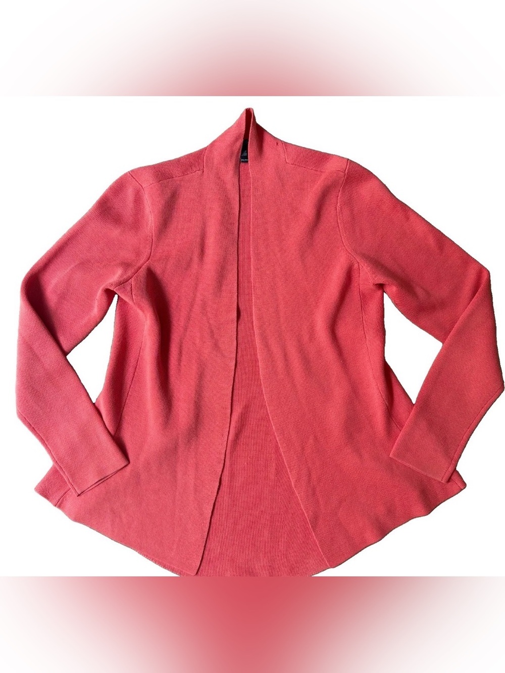 Eileen Fisher Coral Knit Silk Organic Blend Open Cardigan size M Petite